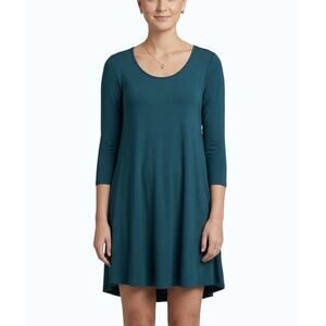 Laila Jayde 3/4 Sleeve Dress Green Scoop Neck Flare Women Small NWT